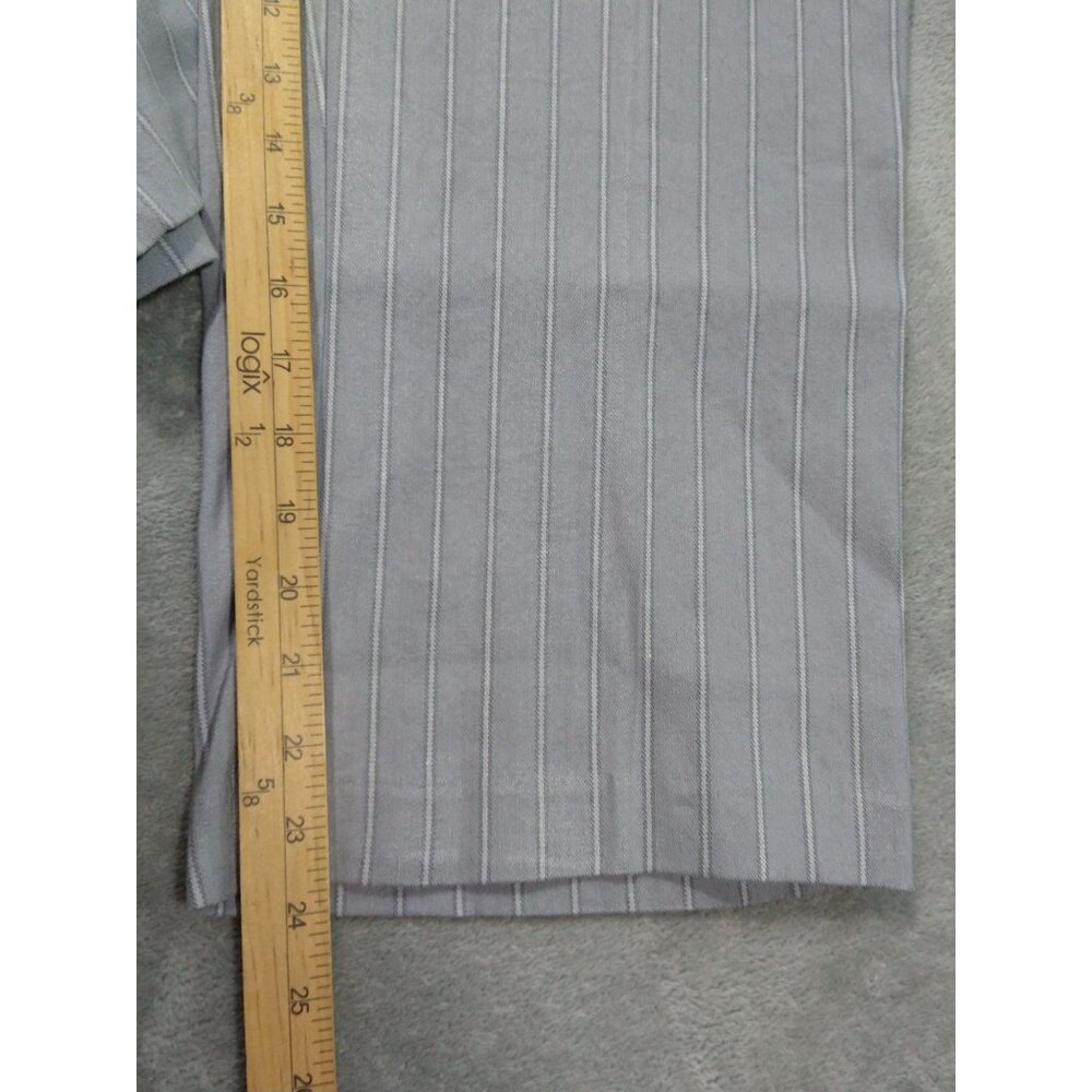 J Jill Pants Womens 16 Gray Striped Linen Blend Stretch Straight Leg Cropped - Picture 5 of 10